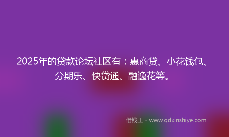 2025年的贷款论坛社区有：惠商贷、小花钱包、分期乐、快贷通、融逸花等。