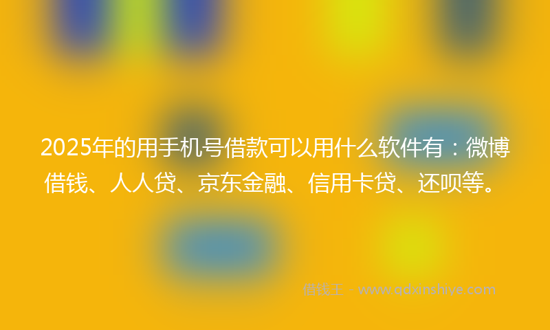 2025年的用手机号借款可以用什么软件有：微博借钱、人人贷、京东金融、信用卡贷、还呗等。