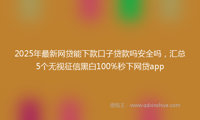 2025年最新网贷能下款口子贷款吗安全吗，汇总5个无视征信黑白100%秒下网贷app