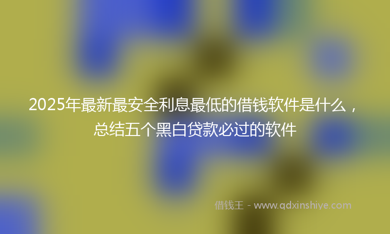 2025年最新最安全利息最低的借钱软件是什么，总结五个黑白贷款必过的软件