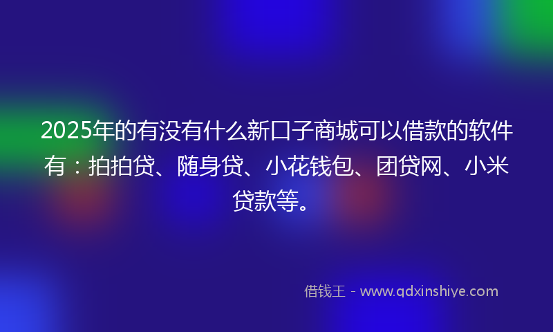 2025年的有没有什么新口子商城可以借款的软件有：拍拍贷、随身贷、小花钱包、团贷网、小米贷款等。