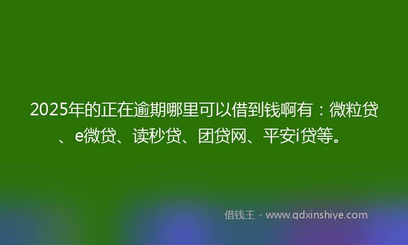2025年的正在逾期哪里可以借到钱啊有：微粒贷、e微贷、读秒贷、团贷网、平安i贷等。
