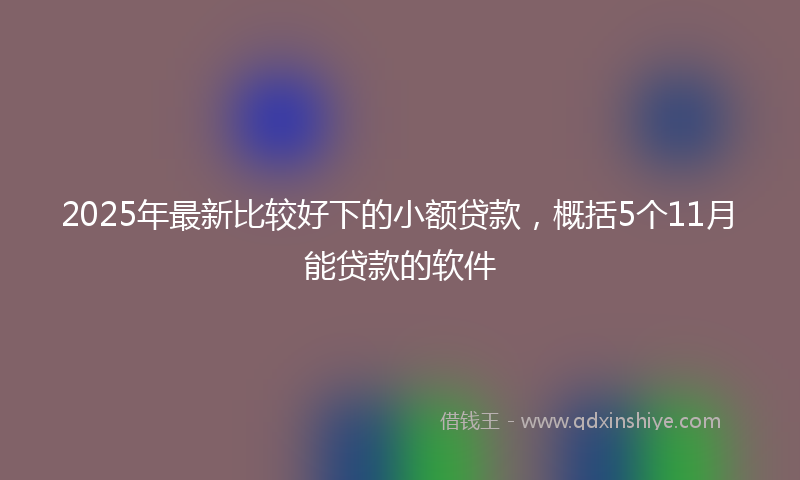 2025年最新比较好下的小额贷款，概括5个11月能贷款的软件