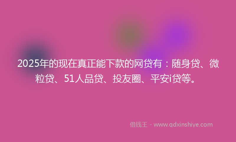 2025年的现在真正能下款的网贷有：随身贷、微粒贷、51人品贷、投友圈、平安i贷等。