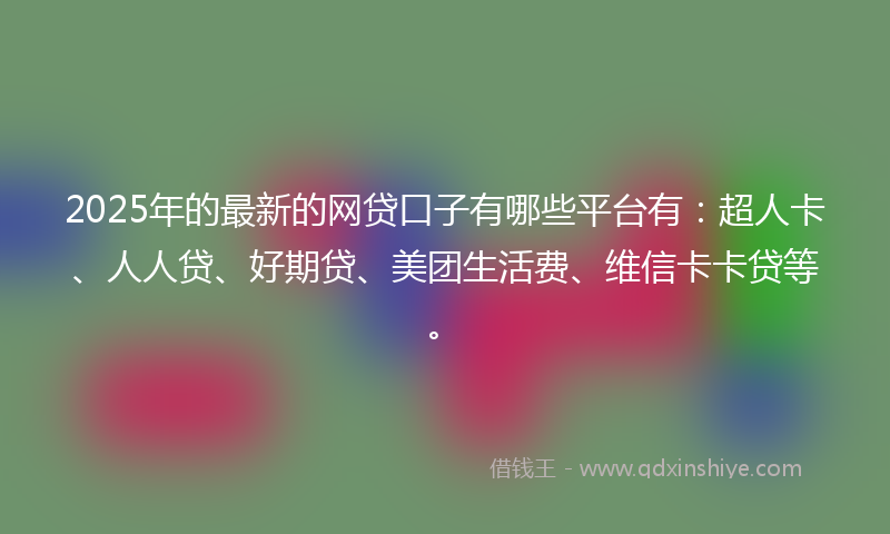 2025年的最新的网贷口子有哪些平台有：超人卡、人人贷、好期贷、美团生活费、维信卡卡贷等。