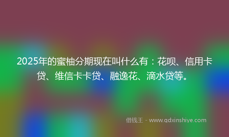 2025年的蜜柚分期现在叫什么有：花呗、信用卡贷、维信卡卡贷、融逸花、滴水贷等。