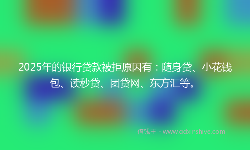 2025年的银行贷款被拒原因有：随身贷、小花钱包、读秒贷、团贷网、东方汇等。