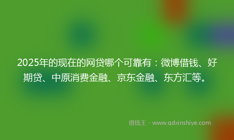 2025年的现在的网贷哪个可靠有：微博借钱、好期贷、中原消费金融、京东金融、东方汇等。