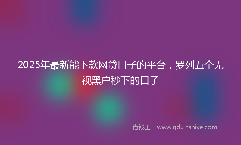 2025年最新能下款网贷口子的平台，罗列五个无视黑户秒下的口子