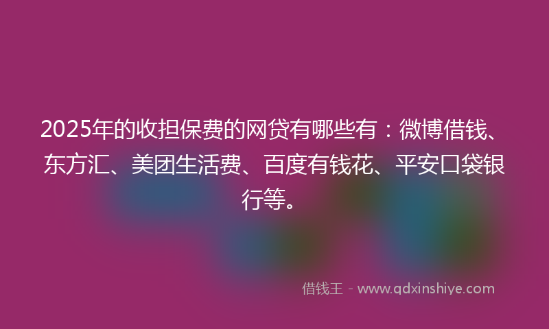 2025年的收担保费的网贷有哪些有：微博借钱、东方汇、美团生活费、百度有钱花、平安口袋银行等。