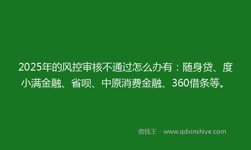 2025年的风控审核不通过怎么办有：随身贷、度小满金融、省呗、中原消费金融、360借条等。