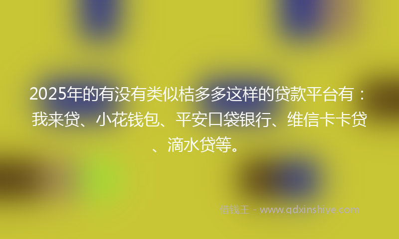 2025年的有没有类似桔多多这样的贷款平台有：我来贷、小花钱包、平安口袋银行、维信卡卡贷、滴水贷等。