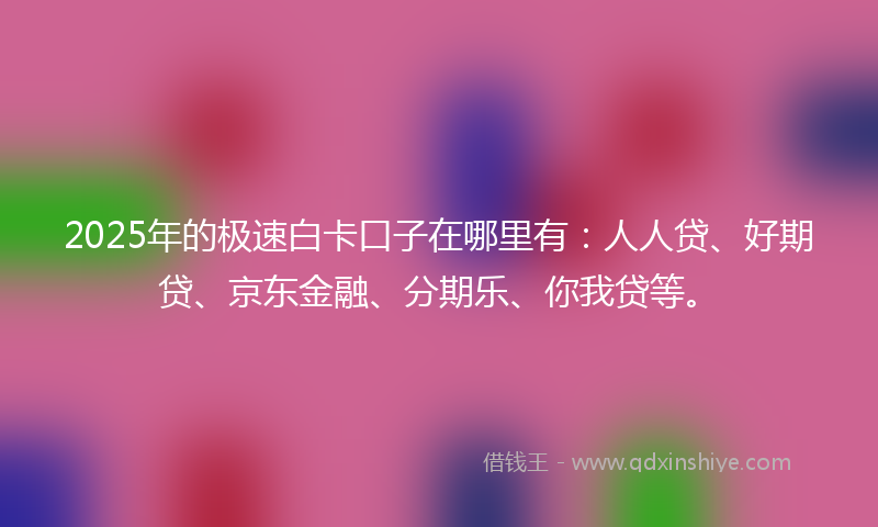 2025年的极速白卡口子在哪里有：人人贷、好期贷、京东金融、分期乐、你我贷等。
