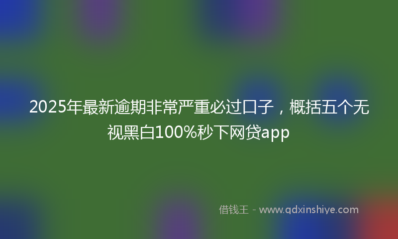 2025年最新逾期非常严重必过口子，概括五个无视黑白100%秒下网贷app