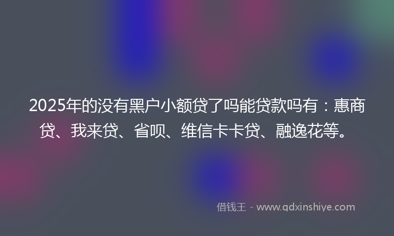 2025年的没有黑户小额贷了吗能贷款吗有：惠商贷、我来贷、省呗、维信卡卡贷、融逸花等。