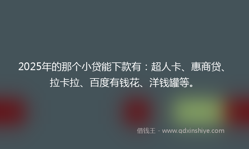 2025年的那个小贷能下款有：超人卡、惠商贷、拉卡拉、百度有钱花、洋钱罐等。