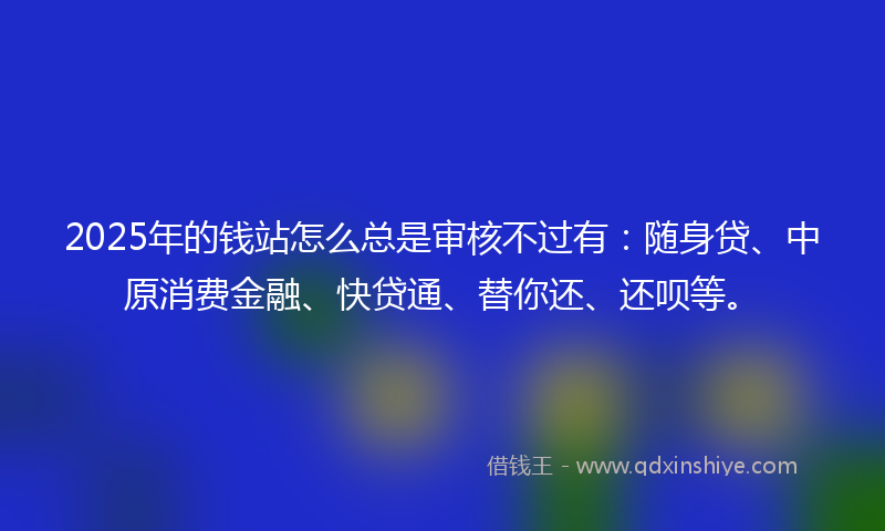 2025年的钱站怎么总是审核不过有：随身贷、中原消费金融、快贷通、替你还、还呗等。