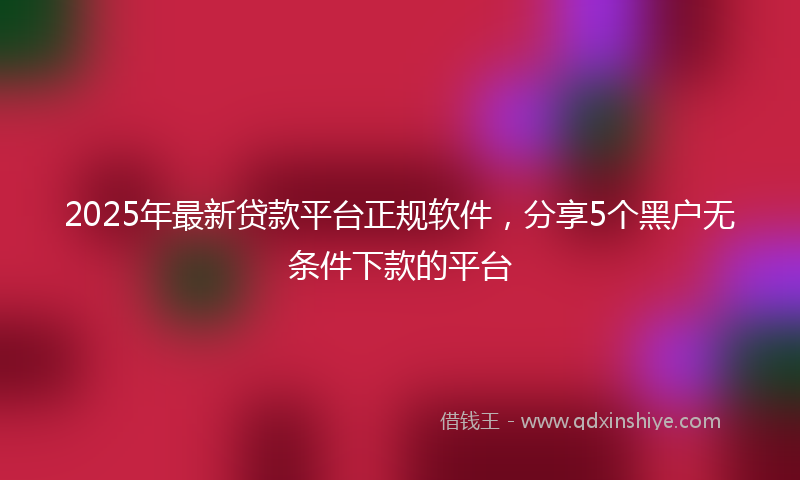 2025年最新贷款平台正规软件，分享5个黑户无条件下款的平台