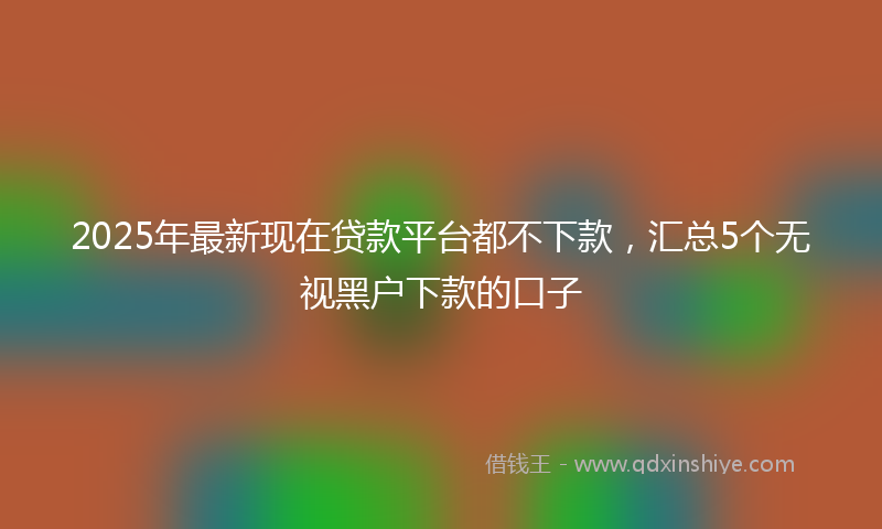 2025年最新现在贷款平台都不下款，汇总5个无视黑户下款的口子