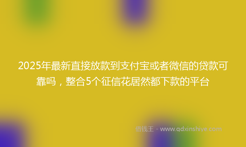 2025年最新直接放款到支付宝或者微信的贷款可靠吗，整合5个征信花居然都下款的平台