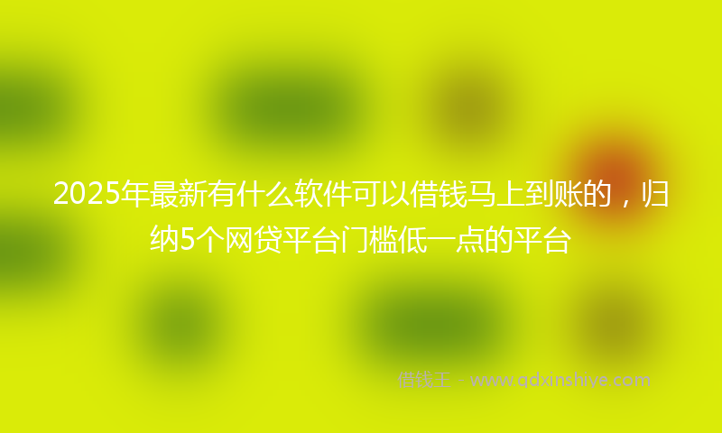 2025年最新有什么软件可以借钱马上到账的，归纳5个网贷平台门槛低一点的平台