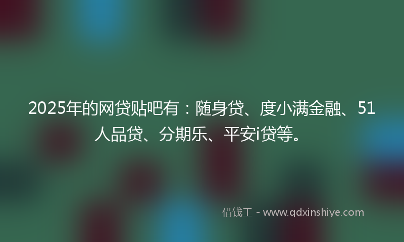 2025年的网贷贴吧有：随身贷、度小满金融、51人品贷、分期乐、平安i贷等。