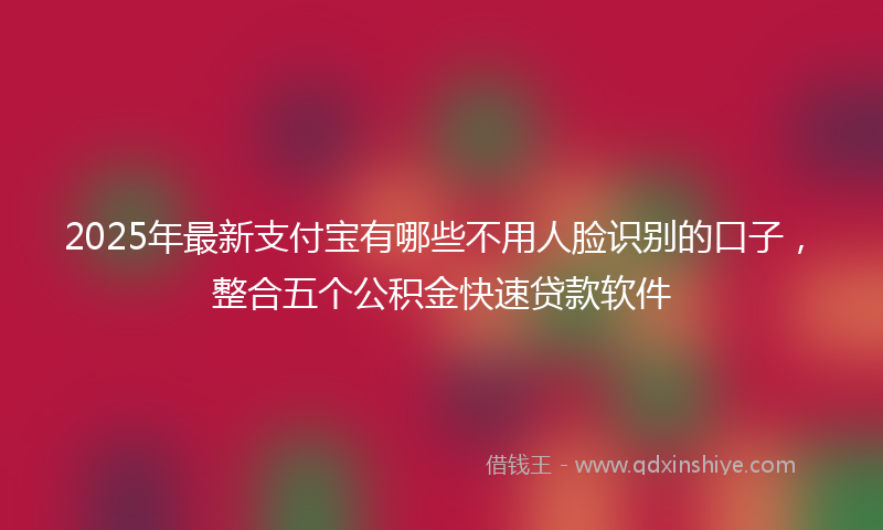2025年最新支付宝有哪些不用人脸识别的口子，整合五个公积金快速贷款软件