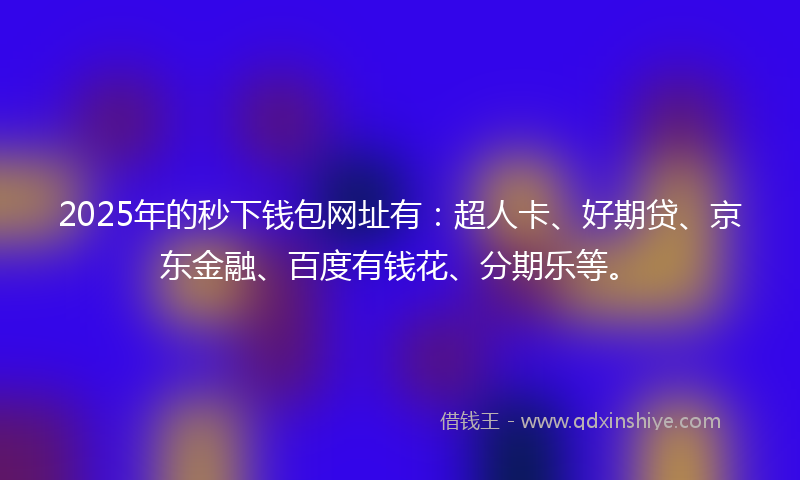 2025年的秒下钱包网址有：超人卡、好期贷、京东金融、百度有钱花、分期乐等。