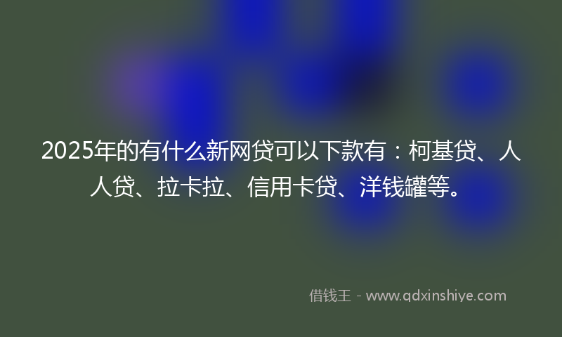 2025年的有什么新网贷可以下款有：柯基贷、人人贷、拉卡拉、信用卡贷、洋钱罐等。