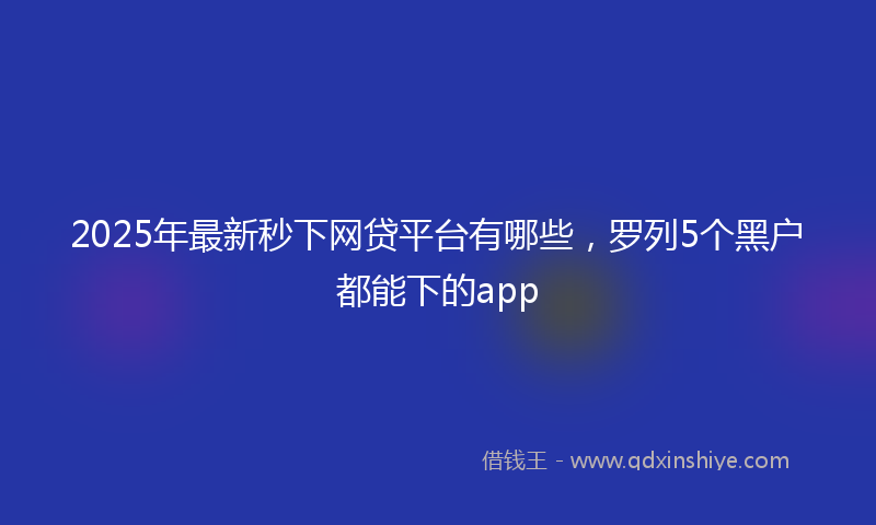 2025年最新秒下网贷平台有哪些，罗列5个黑户都能下的app