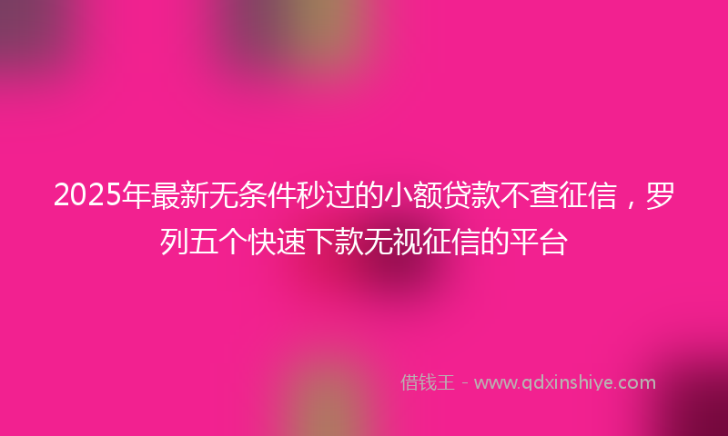 2025年最新无条件秒过的小额贷款不查征信，罗列五个快速下款无视征信的平台