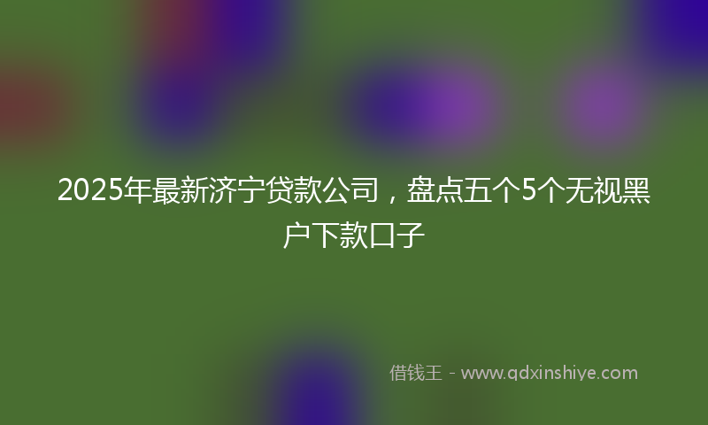 2025年最新济宁贷款公司，盘点五个5个无视黑户下款口子