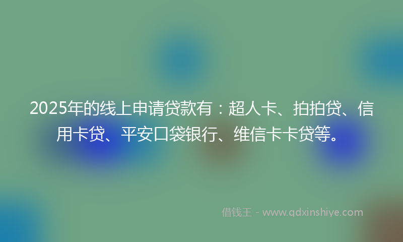 2025年的线上申请贷款有：超人卡、拍拍贷、信用卡贷、平安口袋银行、维信卡卡贷等。