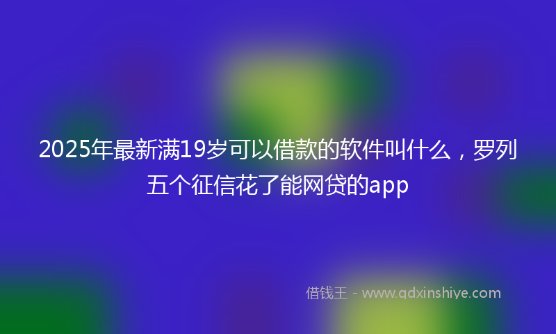 2025年最新满19岁可以借款的软件叫什么，罗列五个征信花了能网贷的app