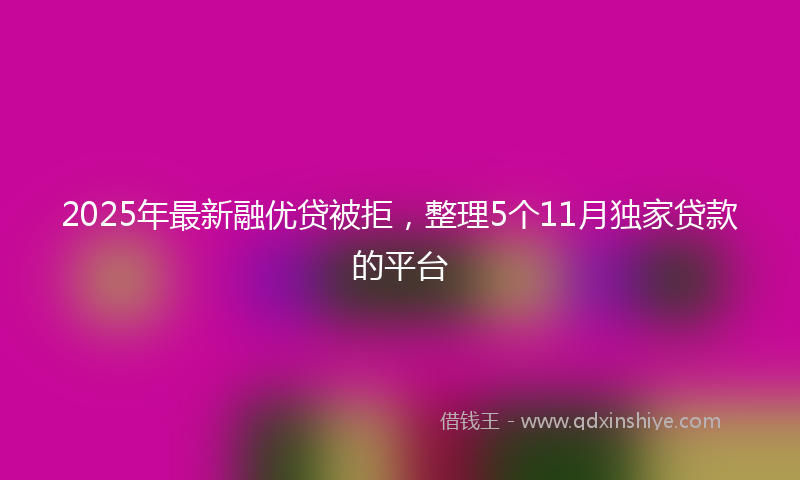 2025年最新融优贷被拒，整理5个11月独家贷款的平台
