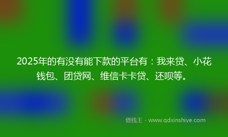 2025年的有没有能下款的平台有：我来贷、小花钱包、团贷网、维信卡卡贷、还呗等。