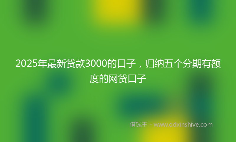 2025年最新贷款3000的口子，归纳五个分期有额度的网贷口子