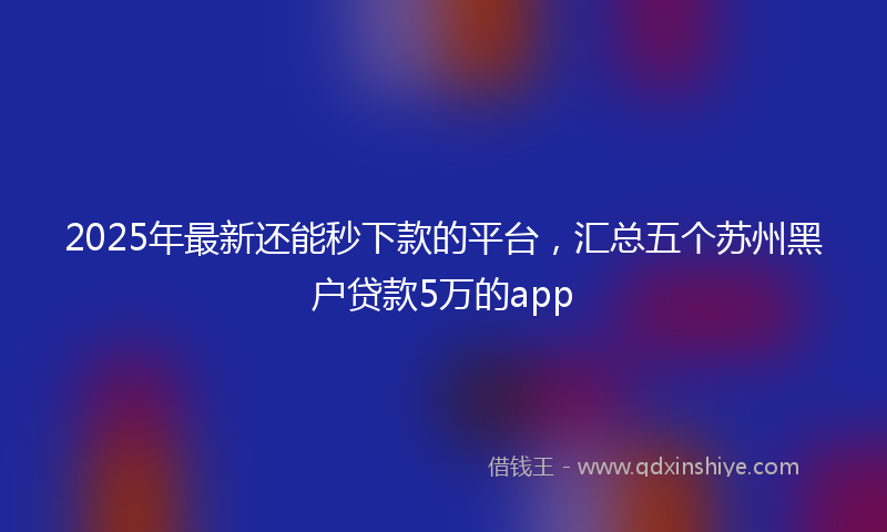 2025年最新还能秒下款的平台，汇总五个苏州黑户贷款5万的app