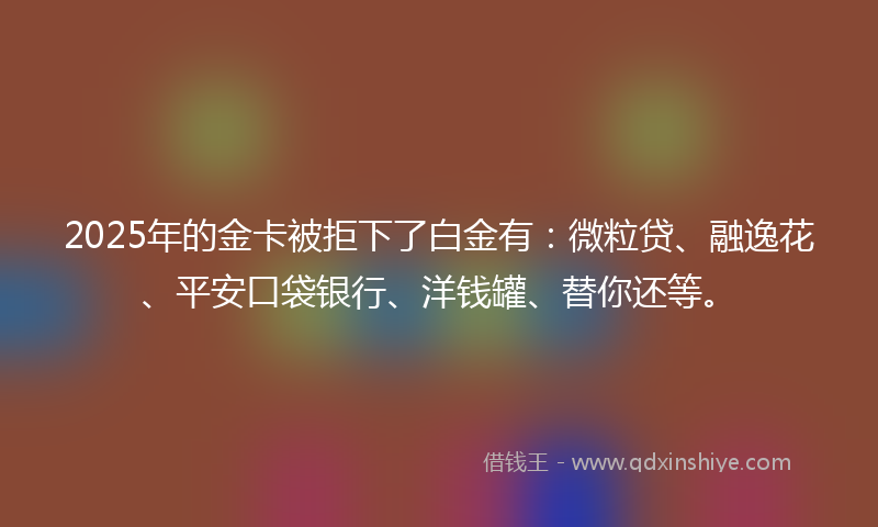 2025年的金卡被拒下了白金有：微粒贷、融逸花、平安口袋银行、洋钱罐、替你还等。