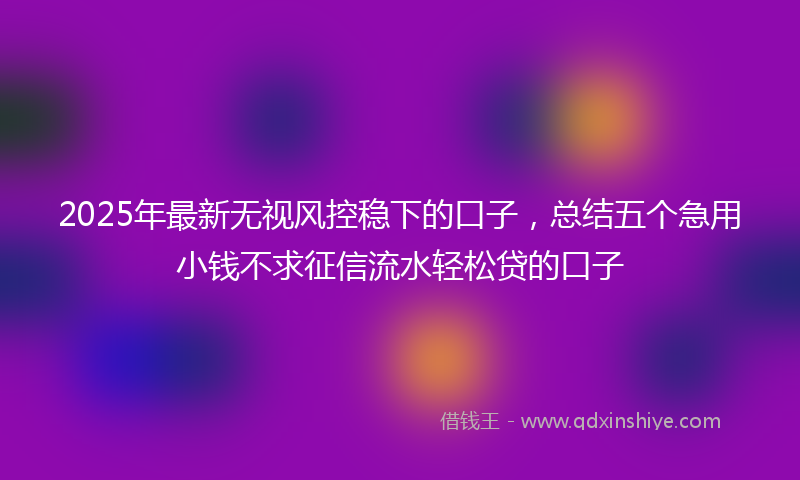 2025年最新无视风控稳下的口子，总结五个急用小钱不求征信流水轻松贷的口子