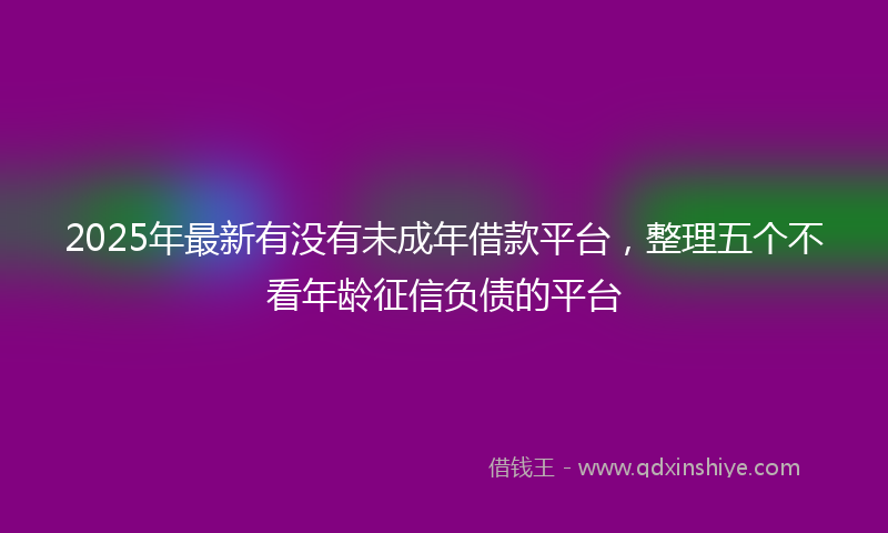 2025年最新有没有未成年借款平台，整理五个不看年龄征信负债的平台