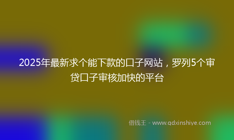 2025年最新求个能下款的口子网站，罗列5个审贷口子审核加快的平台