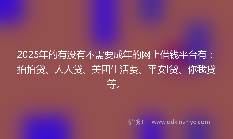 2025年的有没有不需要成年的网上借钱平台有：拍拍贷、人人贷、美团生活费、平安i贷、你我贷等。