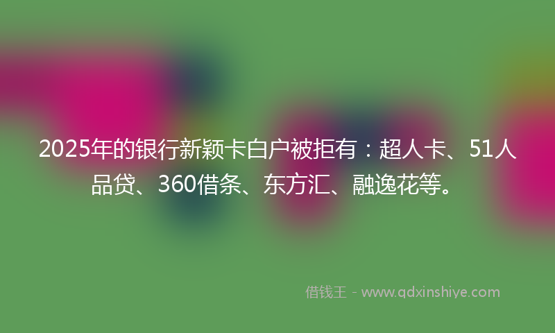2025年的银行新颖卡白户被拒有：超人卡、51人品贷、360借条、东方汇、融逸花等。