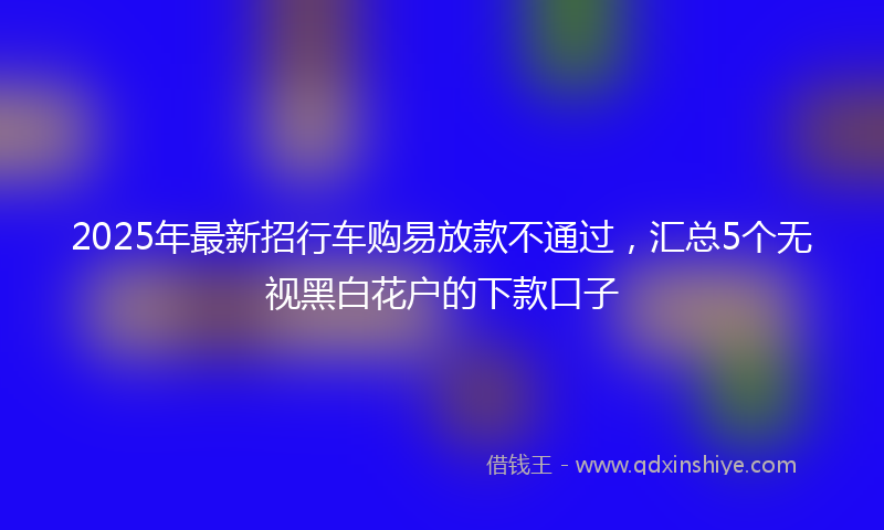 2025年最新招行车购易放款不通过，汇总5个无视黑白花户的下款口子
