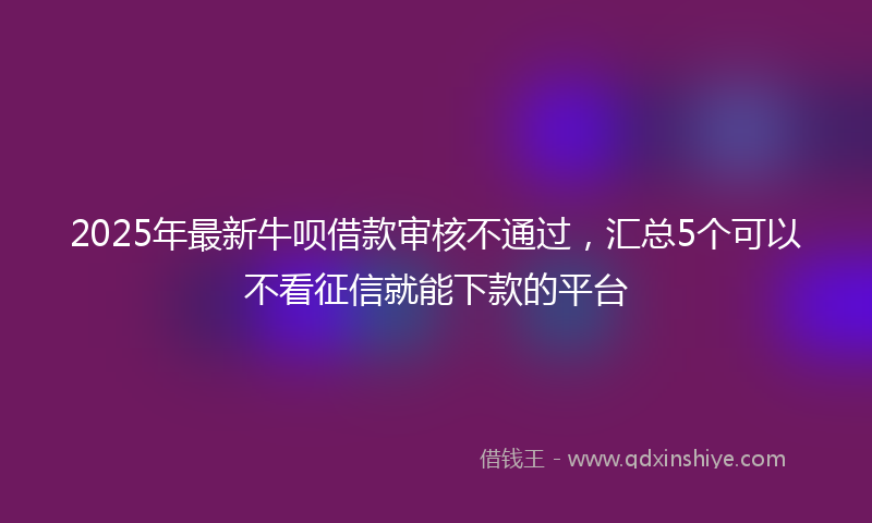 2025年最新牛呗借款审核不通过，汇总5个可以不看征信就能下款的平台