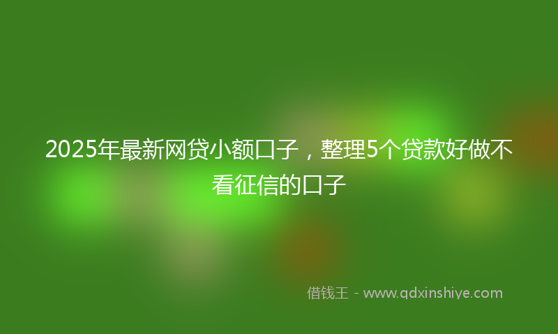 2025年最新网贷小额口子，整理5个贷款好做不看征信的口子