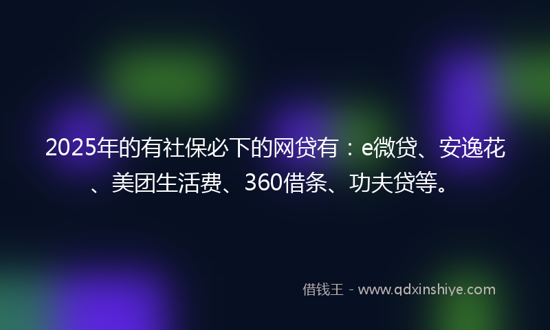 2025年的有社保必下的网贷有：e微贷、安逸花、美团生活费、360借条、功夫贷等。