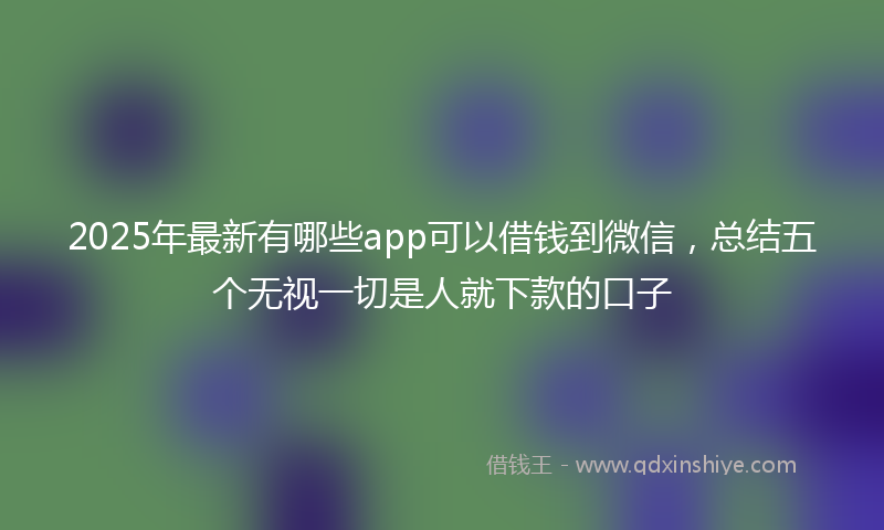 2025年最新有哪些app可以借钱到微信，总结五个无视一切是人就下款的口子