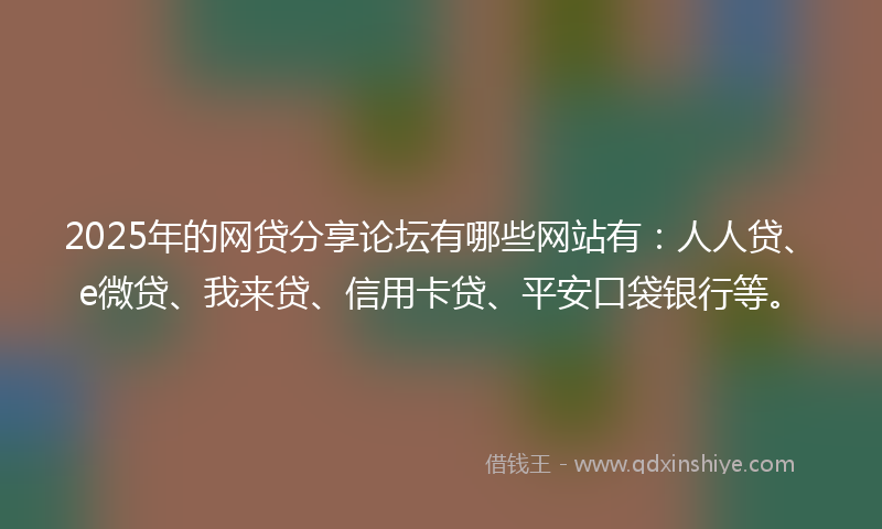 2025年的网贷分享论坛有哪些网站有：人人贷、e微贷、我来贷、信用卡贷、平安口袋银行等。